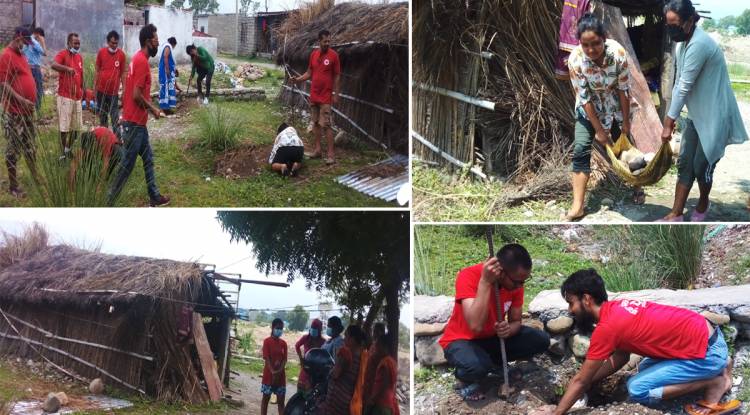 युवा सङ्गठन नेपाल रूपन्देहीेद्वारा सापकोटा दम्पतीको घर निर्माण कार्य सुरु